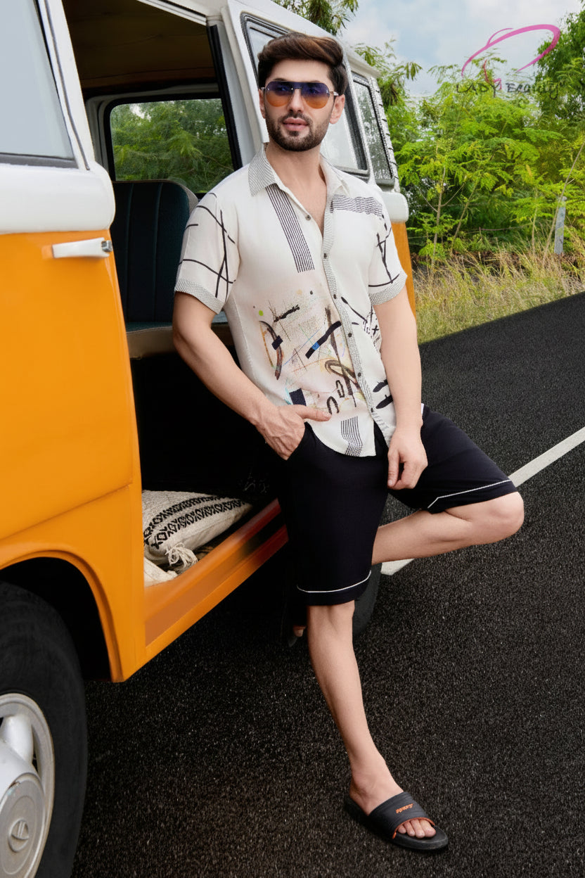Men Abstract Print Co-Ord Set in Premium Turkish Cotton Fabric with Relaxed Casual Fit
Stylish Men Printed Shirt and Shorts Coord Set for Vacation and Resort Wear
Men Casual Abstract Print Outfit with Soft Breathable Cotton Fabric
Premium Men Lounge Wear Co-Ord Set for Travel and Everyday Fashion
Men Resort Wear Coord Set with Modern Abstract Printed Design