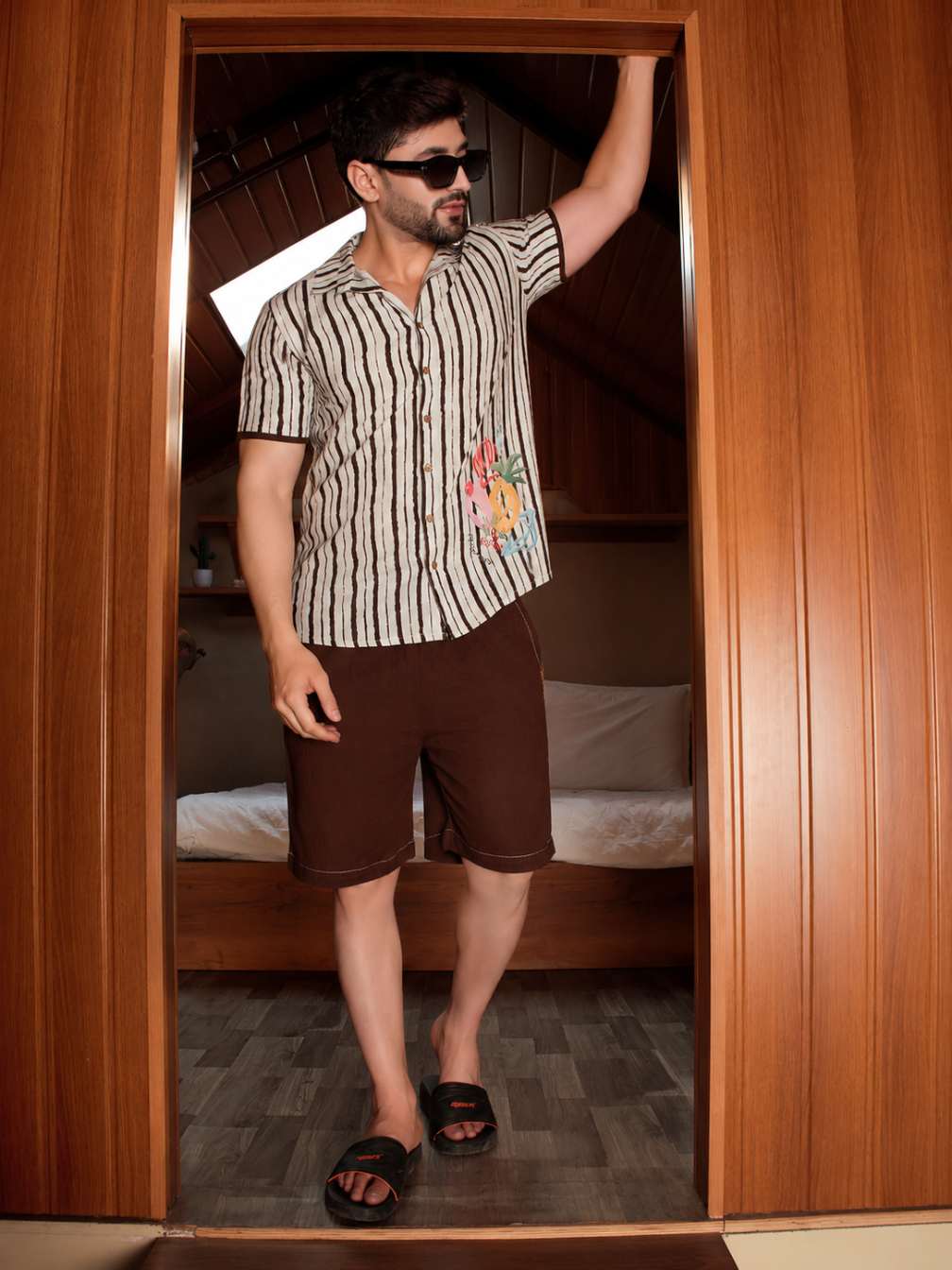 Men Brown Striped Co-Ord Set in Soft Rayon Fabric with Relaxed Casual Vacation Style
Stylish Men Brown Stripe Printed Coord Set for Resort, Travel and Lounge Wear
Men Premium Rayon Co-Ord Set with Vertical Stripe Design and Comfortable Fit
Trendy Men Vacation Wear Coord Set in Brown Color with Modern Casual Look
Men Matching Shirt and Pant Co-Ord Set with Soft Breathable Rayon Fabric
Fashionable Men Brown Striped Outfit for Beach Wear and Airport Styling
Men Casual Lounge Wear Coord Set with Stylish Stripe
