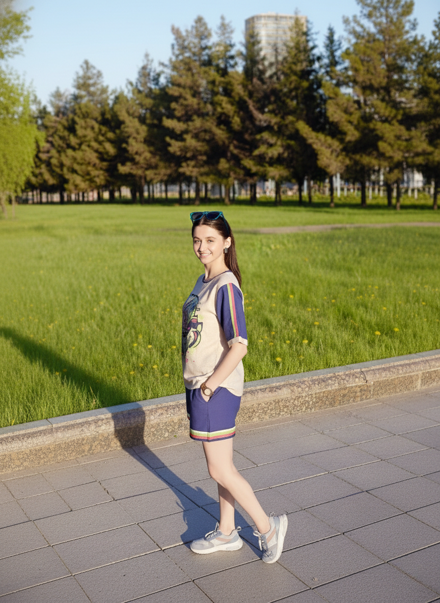 Muse Linen Co-Ord Set with Printed Top & Shorts – Summer Casual Wear