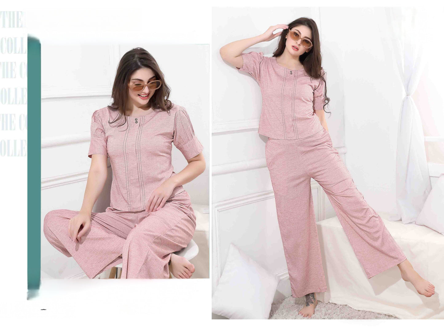Luxe breathable co-ord set 7470 in Pink displayed on model
