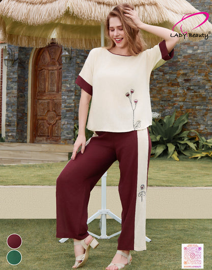 wine color embroidered co ord set for women stylish travel and casual wear outfit
women wine co ord set with embroidery detail relaxed fit everyday and travel wear
wine dual color co ord set for women embroidered casual and vacation outfit