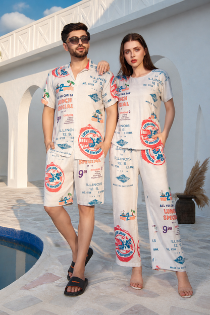 Printed couple co-ord set travel theme summer outfit for men and women beach and vacation wear
Couple matching travel print co-ord set lightweight breathable summer outfit for vacation and resort
His and her matching co-ord set travel print summer outfit for beach, holiday and casual wear
Stylish couple co-ord set printed travel design summer outfit for vacation and resort wear
Couple twinning co-ord set travel inspired print lightweight summer outfit for beach and outings
Matching couple outfit co-ord set 