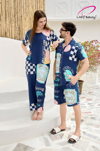 Couple wearing matching blue printed co-ord set in premium Turkish cotton fabric
Stylish his and her matching coord outfit for lounge and vacation wear
Premium blue couple co-ord set with trendy graphic printed design
Fashionable matching couple outfit with relaxed comfortable fit
Couple lounge wear set designed for travel, resort, and casual styling
Stylish blue printed couple coord set with modern street-style fashion look
Soft breathable Turkish cotton couple co-ord set for everyday comfort
Trendy his an