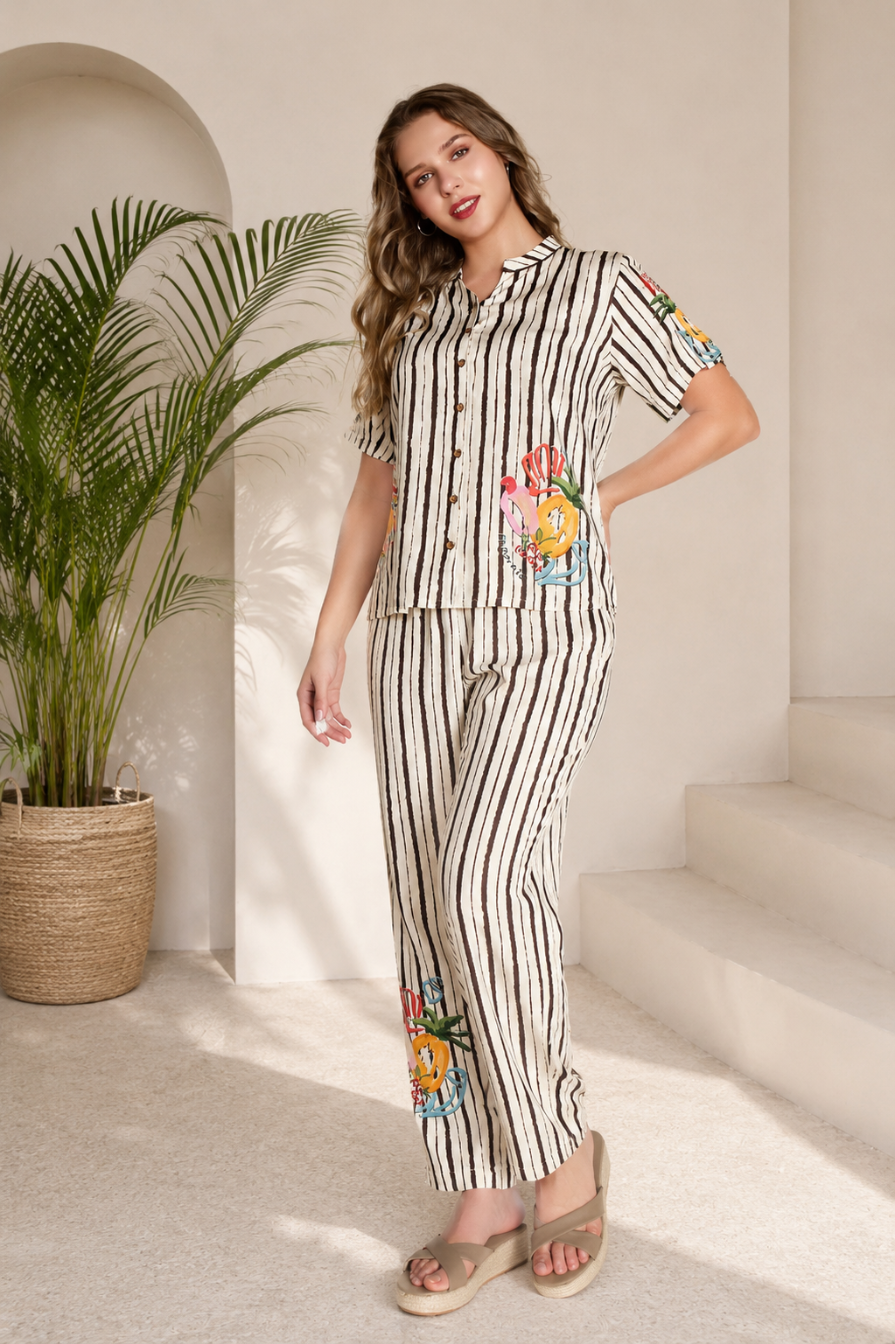 Women Brown Striped Printed Co-Ord Set with Soft Rayon Fabric and Relaxed Casual Fit
Stylish Women Brown Stripe Coord Set for Vacation, Resort and Lounge Wear
Premium Women Rayon Co-Ord Set with Vertical Stripe Design and Modern Fashion Look
Women Casual Travel Outfit with Brown Stripe Print and Comfortable Relaxed Style
Trendy Women Matching Shirt and Pant Coord Set for Airport and Beach Wear
Women Soft Rayon Lounge Wear Set with Elegant Brown Stripe Pattern
Fashionable Women Resort Wear Co-Ord Set with Li