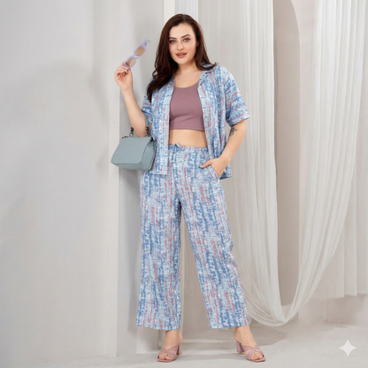 Pastel Abstract Linen Co-ord Set for Women | Premium Imported Linen