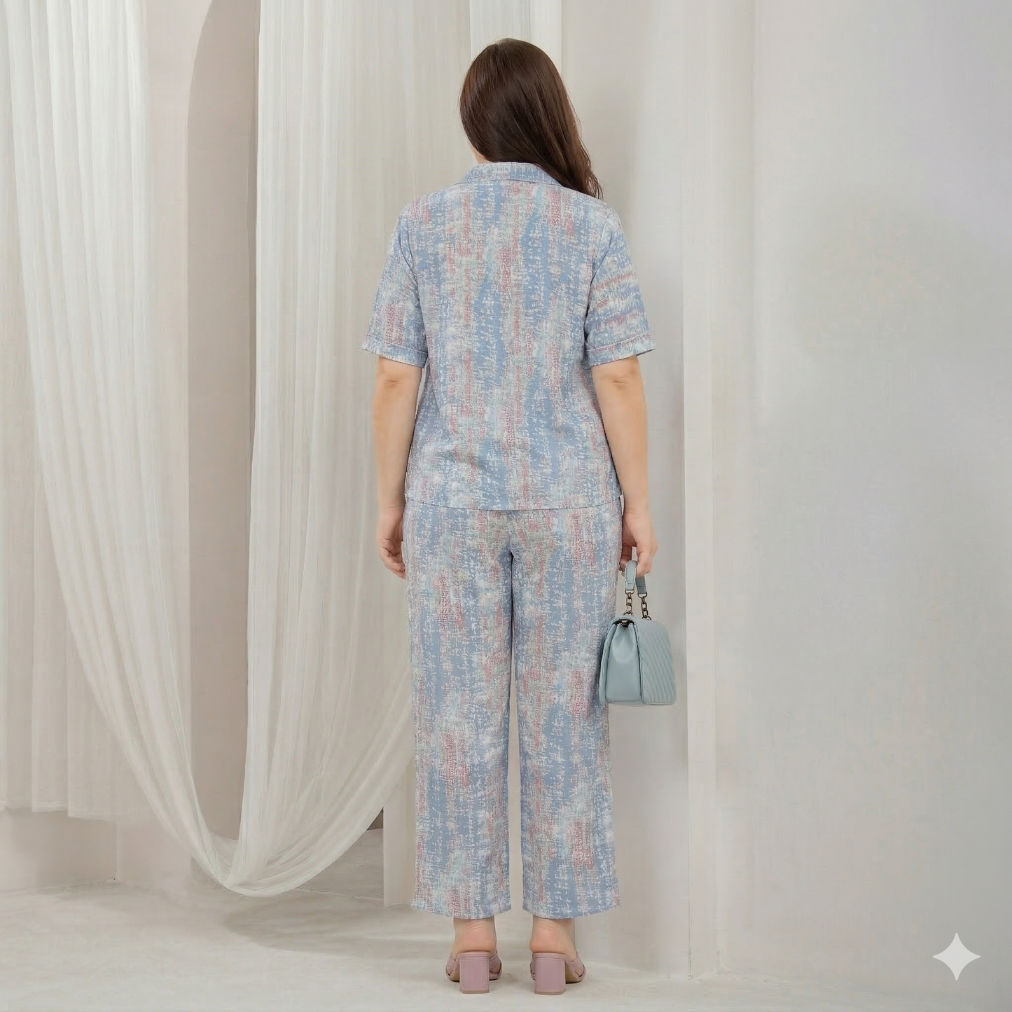 Pastel Abstract Linen Co-ord Set for Women | Premium Imported Linen