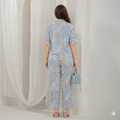 Pastel Abstract Linen Co-ord Set for Women | Premium Imported Linen