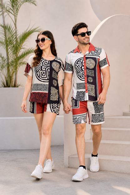 matching couple outfit printed co-ord set for vacation beachwear men and women
couple twinning co-ord set abstract print summer outfit shirt and shorts set
stylish couple matching set lightweight summer travel outfit for beach holiday
printed couple co-ord set for men and women vacation wear trendy summer outfit
beachwear couple matching outfit shirt and shorts co-ord set for travel
summer couple outfit co-ord set relaxed fit printed shirt and shorts set
trendy couple twinning set for vacation abstract prin