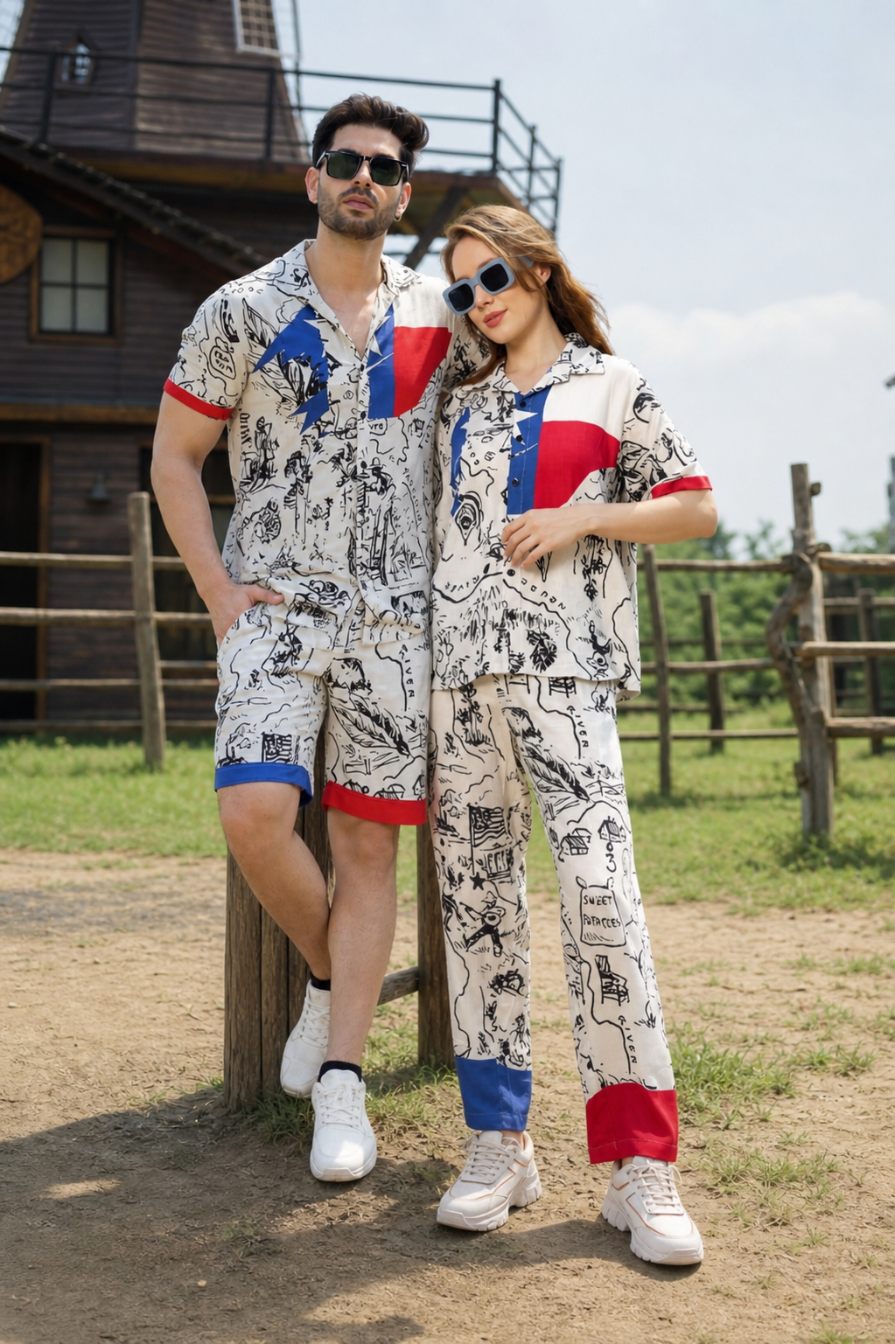 Stylish couple co-ord set matching outfit for men and women summer travel wear
Twinning couple outfit co-ord set lightweight summer fashion for travel and vacation
Matching couple outfit set with printed design perfect for beach and holiday wear
Couple summer co-ord set breathable fabric travel outfit for men and women
His and her matching co-ord set stylish couple outfit for vacation and casual wear
Trendy couple twinning outfit co-ord set for beach, travel and photoshoot
Printed couple co-ord set summer o