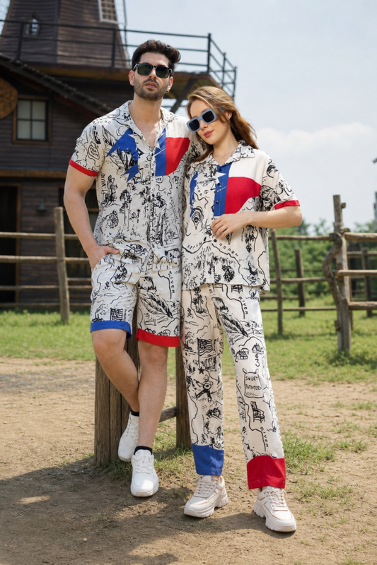 Stylish couple co-ord set matching outfit for men and women summer travel wear
Twinning couple outfit co-ord set lightweight summer fashion for travel and vacation
Matching couple outfit set with printed design perfect for beach and holiday wear
Couple summer co-ord set breathable fabric travel outfit for men and women
His and her matching co-ord set stylish couple outfit for vacation and casual wear
Trendy couple twinning outfit co-ord set for beach, travel and photoshoot
Printed couple co-ord set summer o