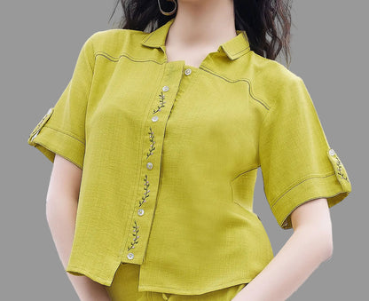Women’s green travel linen Co-Ord Set – Premium Design & AllDay Comfort