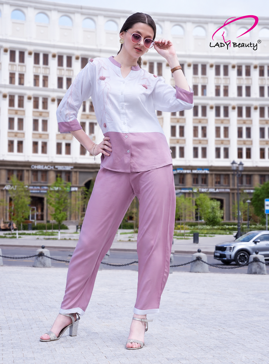 Pink & White Turkish Cotton Co-ord Set for Women | Lady Beauty
