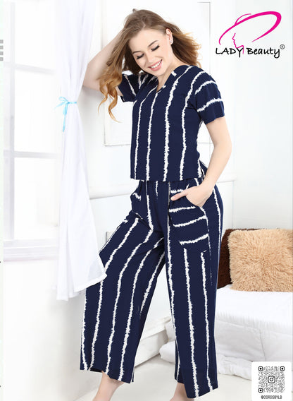 Women’s lounge wear co-ord set rayon fabric stripe print nightwear set available in black blue wine brown green and grey. Women’s rayon lounge co-ord set comfortable nightwear sleepwear available in multiple colors black blue wine brown green grey
Women’s printed lounge wear co-ord set soft breathable fabric night suit for women in black blue wine brown green grey
Stylish women’s lounge set co-ord outfit comfortable sleepwear available in 6 colors black blue wine brown green grey
Women’s nightwear co-ord se