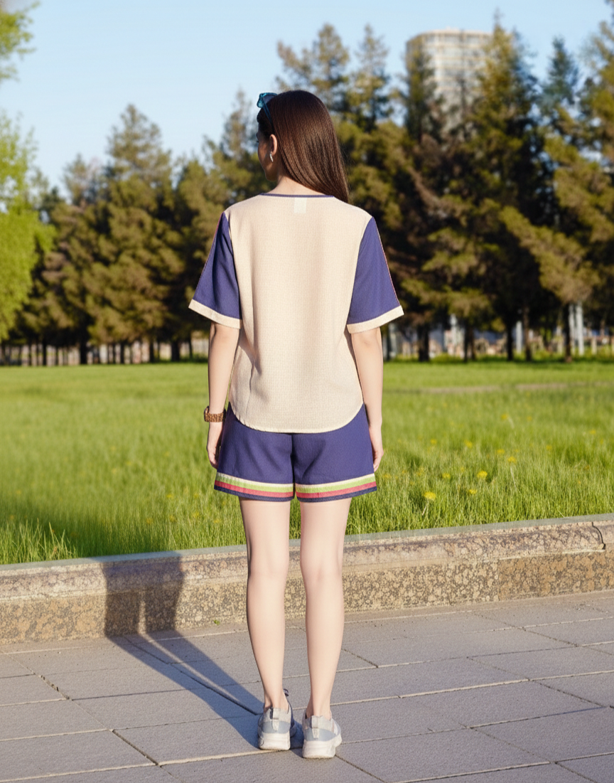 Muse Linen Co-Ord Set with Printed Top & Shorts – Summer Casual Wear