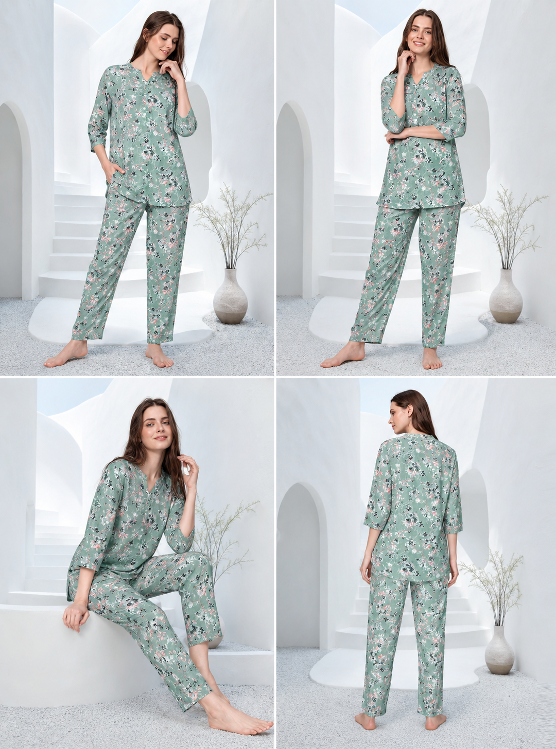 Women linen Green Floral Co-Ord Set | Soft Comfortable Trendy Casual Wear