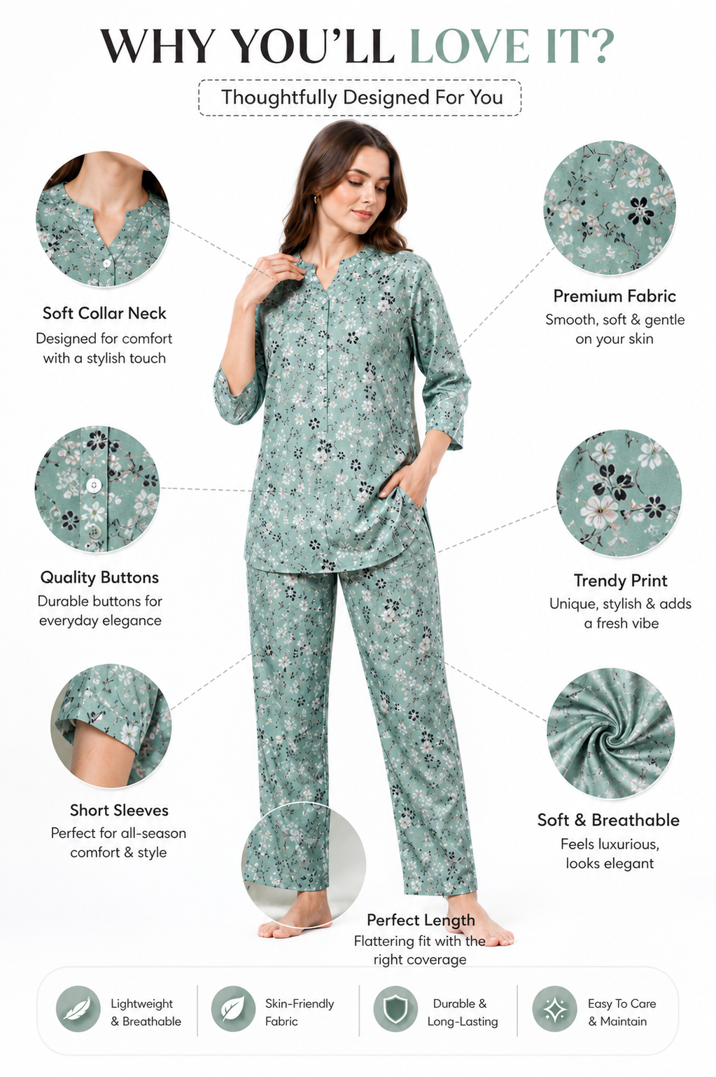 Women linen Green Floral Co-Ord Set | Soft Comfortable Trendy Casual Wear