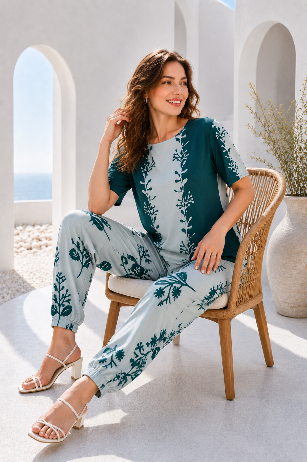 Women Green Floral Print Co-Ord Set | Turkish Cotton Comfortable Daily Wear
