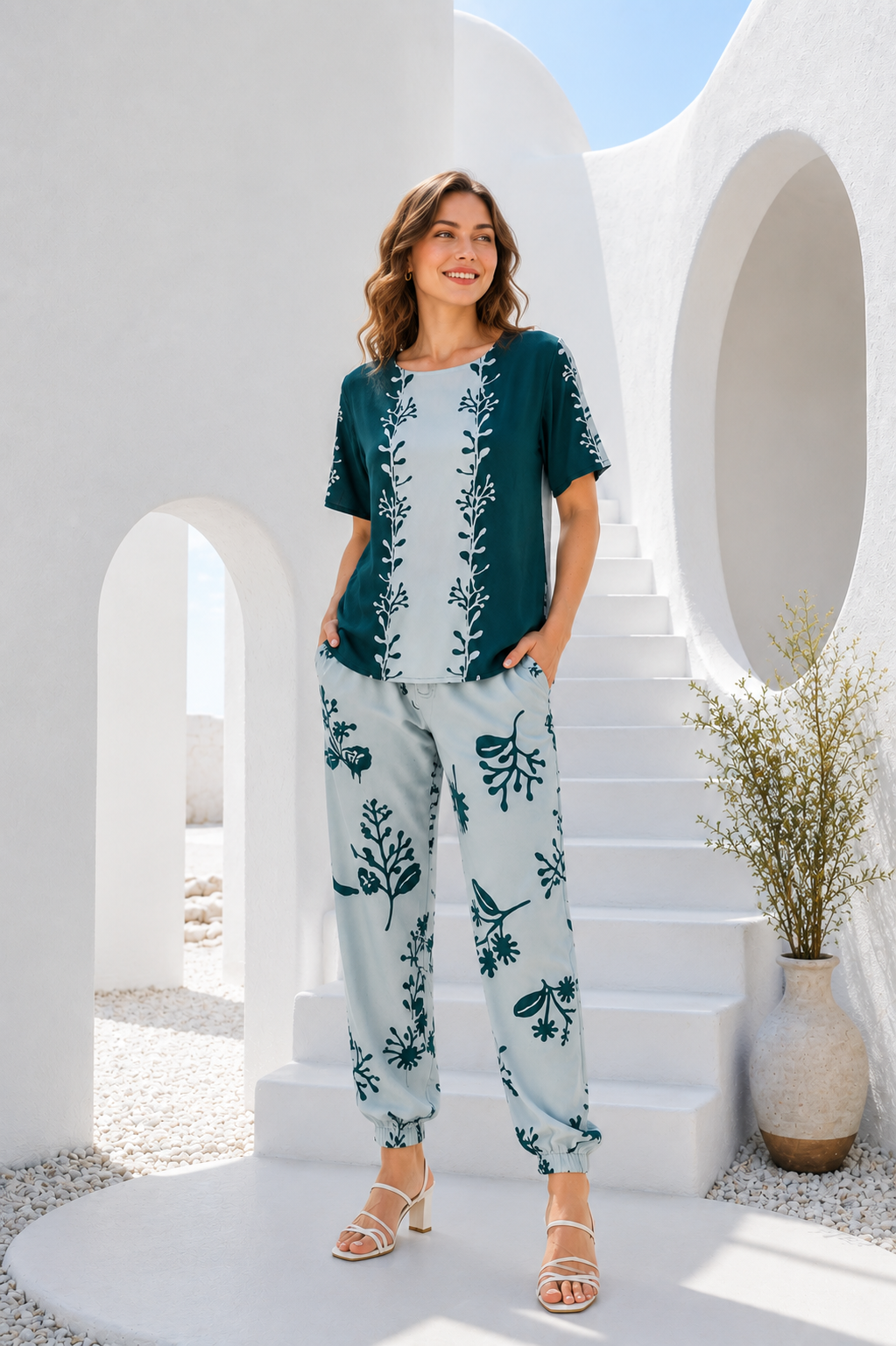 Women Green Floral Print Co-Ord Set | Turkish Cotton Comfortable Daily Wear
