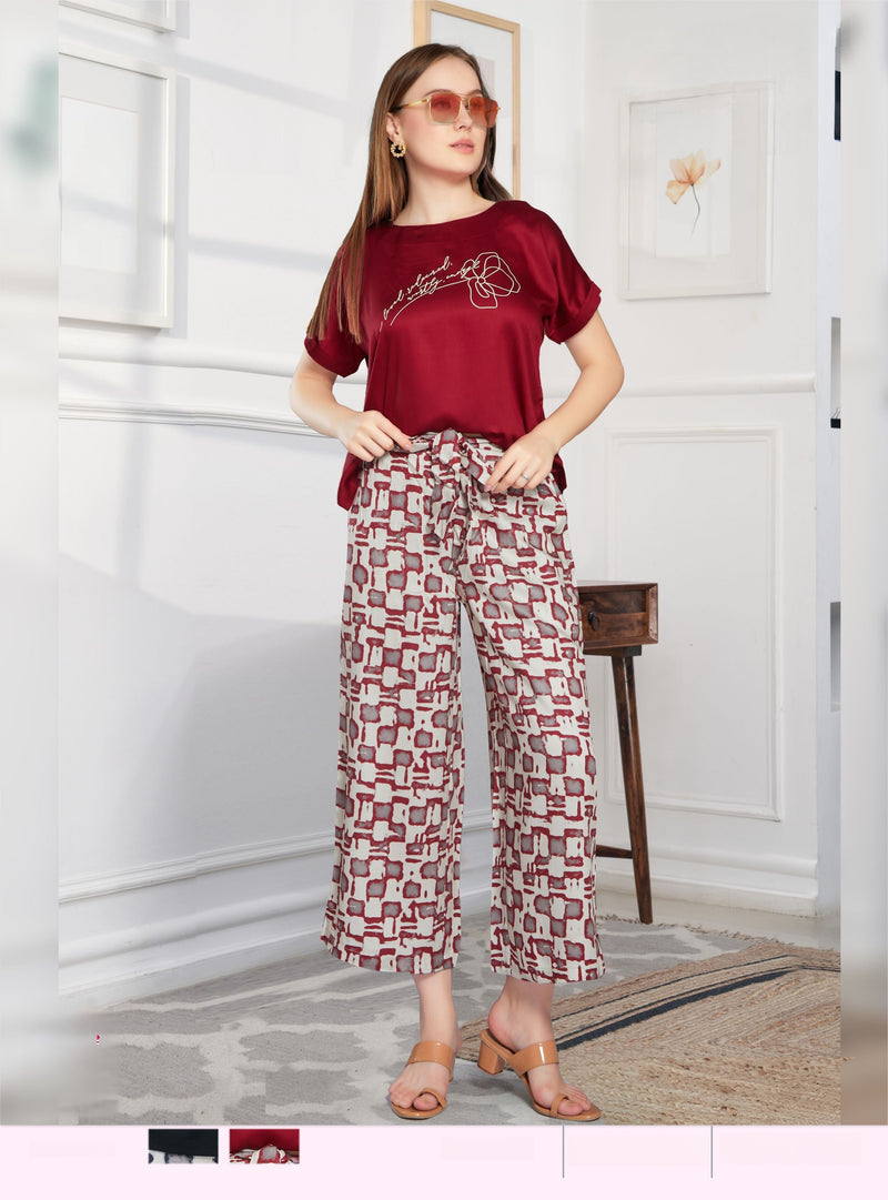 Luxe breathable co-ord set 8362 in Maroon displayed on model