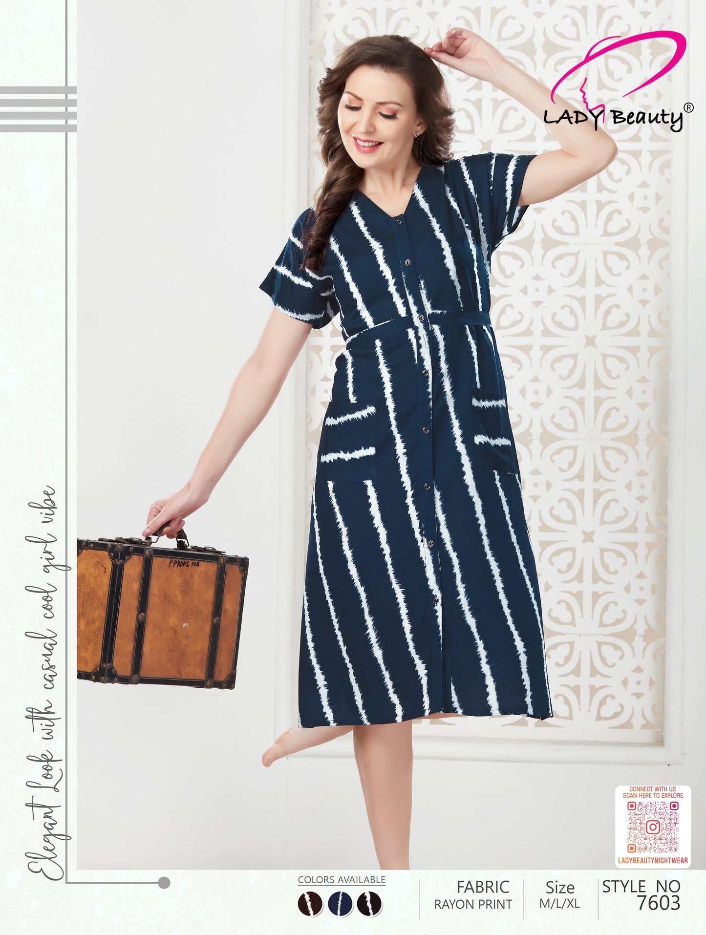 Short dress highlighting silky look and flattering design