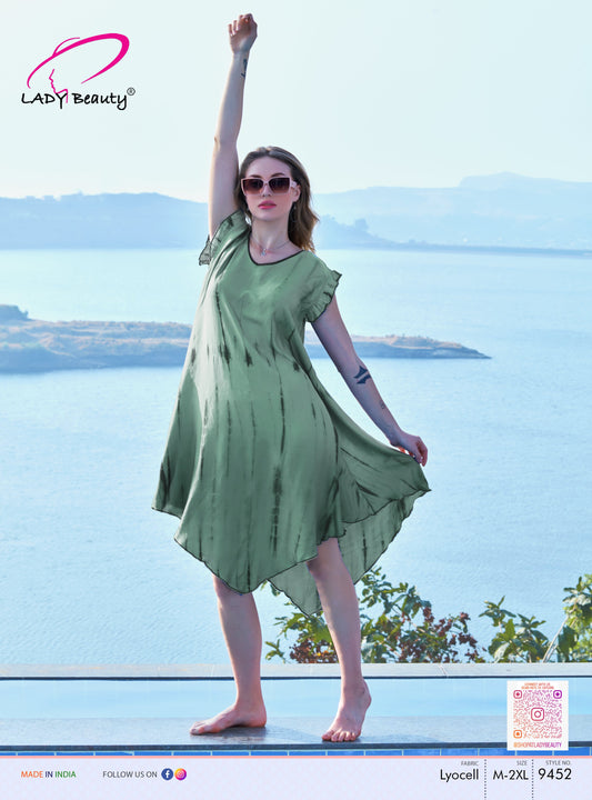 Short dress highlighting elegant movement and minimalist design
