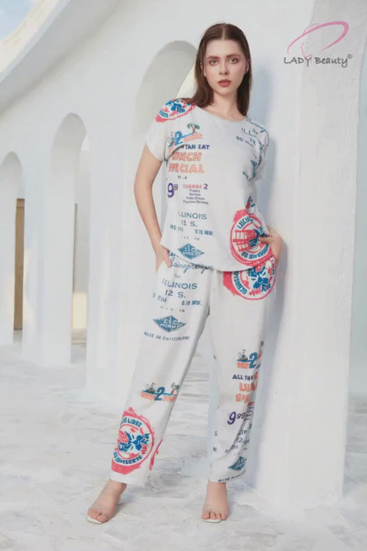 Holiday Stamp –  Travel Women Co-Ord Set for vacation