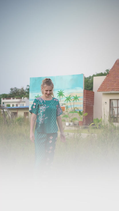 Stylish Women Green Printed Coord Set | Turkish Cotton Everyday Casual Fashion