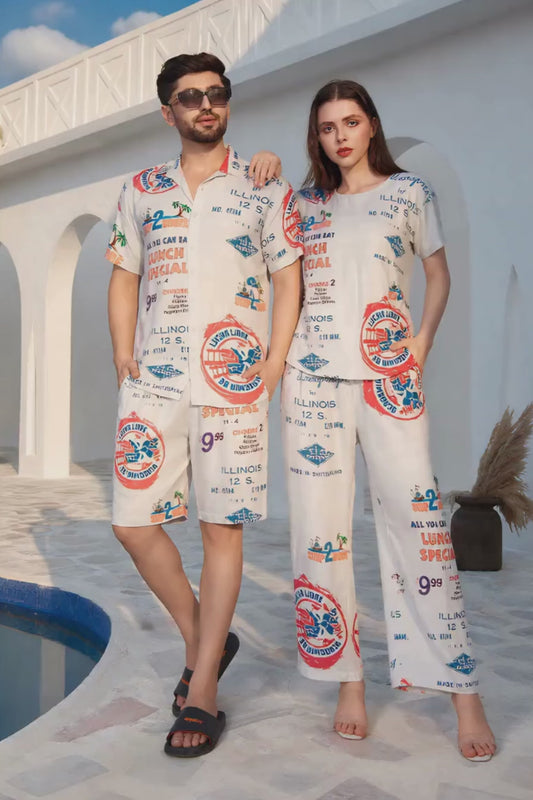 Holiday Stamp – Matching  Couple Travel Co-Ord Set for vacation