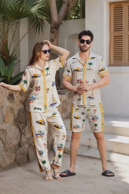 Beach Mode Couple Co-Ord Set – Travel & Vacation Wear