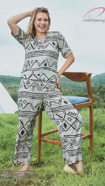 Abstract Print Co-Ord Set  for Women