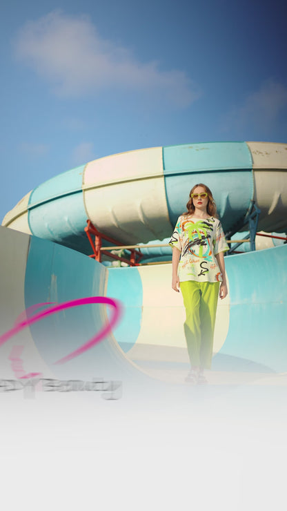 Women’s Lime Green Linen Printed Co-ord Set | Lady Beauty
