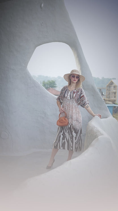 Women’s Animal Print Rayon Wrinkle Maxi Dress | Flowy Travel & Resort Wear – Lady Beauty