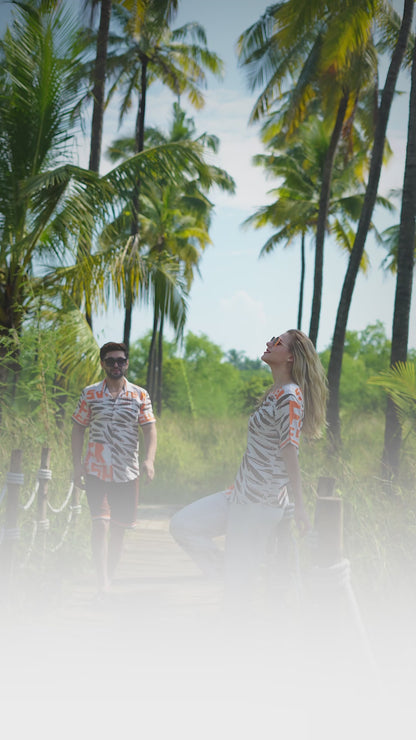 Couple Co-Ord Set in Turkish Cotton – Tropical Abstract Print Vacation Wear | Lady Beauty