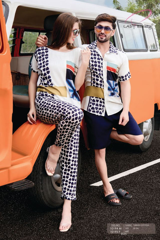 Turkish Cotton Printed Couple Co-Ord Set | Lady Beauty