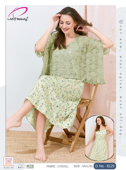 Women’s Floral Lyocell i Dress with Lace Overlay | Elegant Casual & Resort Wear – Lady Beauty